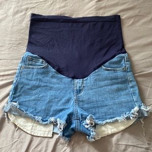 Pink Blush Maternity Jean Denim Shorts Cut-offs Medium